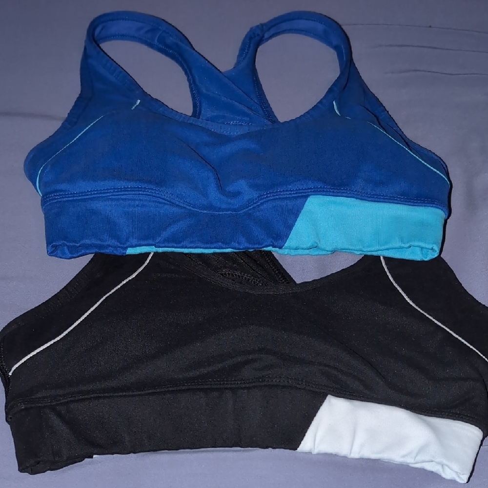 Women's Blue and Black Bally Sports Bras